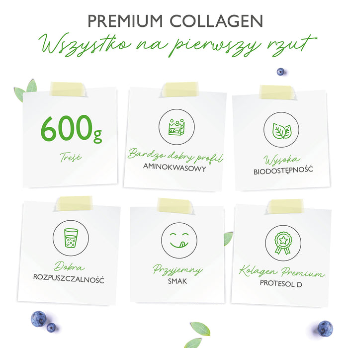 Kolagen w proszku 600 g - Premium: 100% peptydów hydrolizatu kolagenu wołowego z Protesol D - Neutralny smak - Bez dodatków - Kolagen typu 1 2 3
