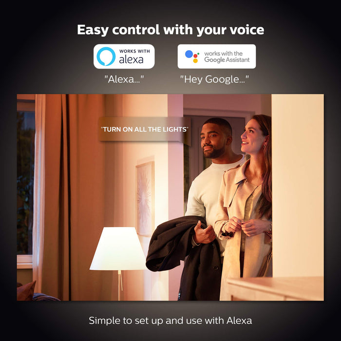 Philips Hue White Zestaw, 2x Inteligentna żarówka LED E27 9W A60, ciepłe białe światło, możliwość przyciemniania, sterowanie aplikacją