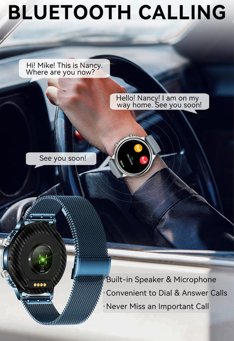 Smartwatch dla mężczyzn i kobiet z połączeniami Bluetooth 1,3" ekran HD, modny krokomierz, zegarek z pulsometrem, monitorowaniem snu, kalorii, prognozą pogody, trackery fitness, zegarek dla systemów iOS i Android