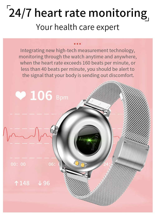 Fitness Tracker zegarek dla kobiet – wodoszczelny IP67 sportowy zegarek z pulsometrem, ciśnieniem krwi, snu, licznikiem kalorii, krokomierzem, przypomnieniem SMS dla iOS Android (złoty)