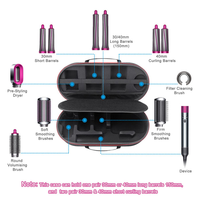 RLSOCO Twarde etui do Dyson Airwrap Complete Styler-Fits na 4 szt. krótkich beczek i 2 szt. długich beczek (tylko etui, nie jest dołączony)