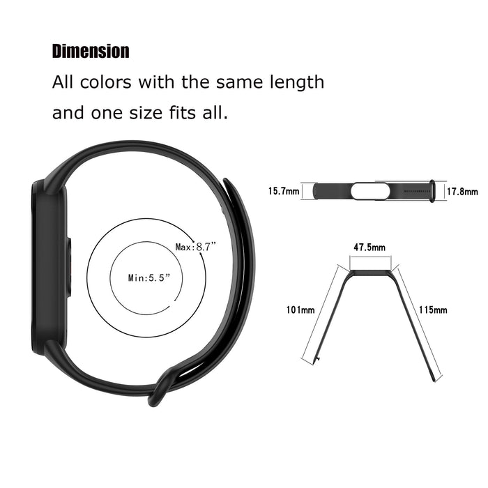 MAKACTUA Bransoletka kompatybilna z Xiaomi Mi Band 5, damska, męska, silikonowa, zastępcza bransoletka fitness