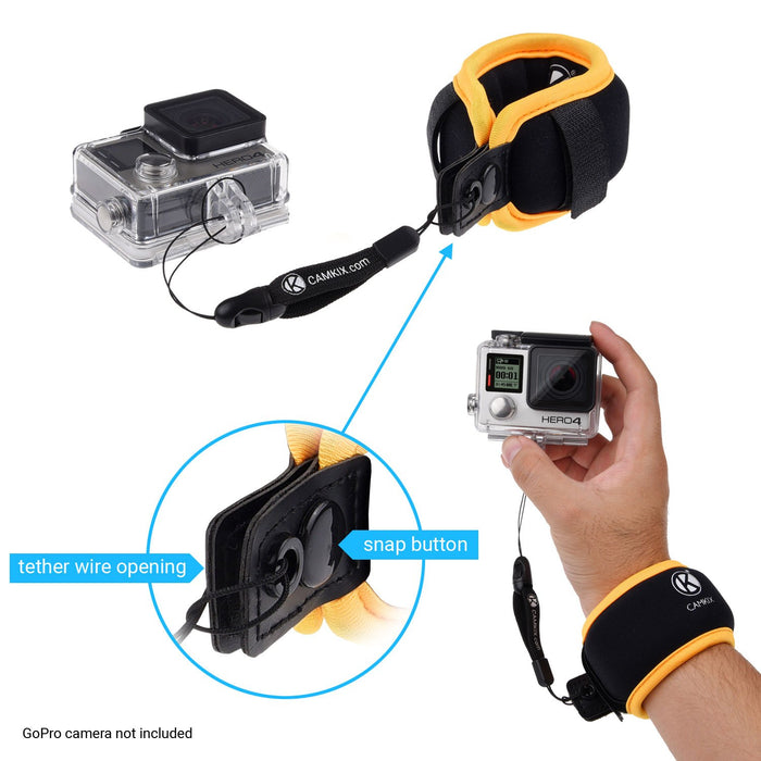 CamKix pływający pasek na nadgarstek 2w1 i opaska na głowę Pływak kompatybilny z GoPro Hero 8, 7, 6, 5, czarny, Session, Hero 4, Session, czarny, srebrny, Session, Hero+LCD, 3+, 3, DJI Osmo Action i inne kamery akcji
