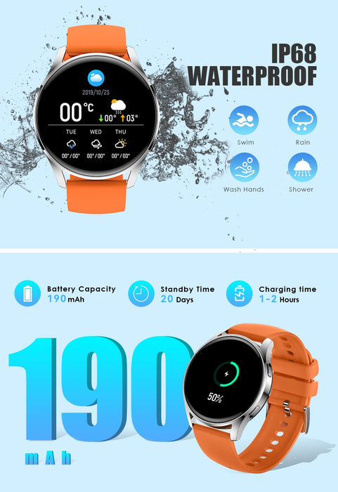 Inteligentny zegarek dla mężczyzn i kobiet 1,35 cala HD Fitness Tracker zegarek z pulsometrem monitorowanie snu, krokomierz, stoper, wodoodporny zegarek dla iOS Android