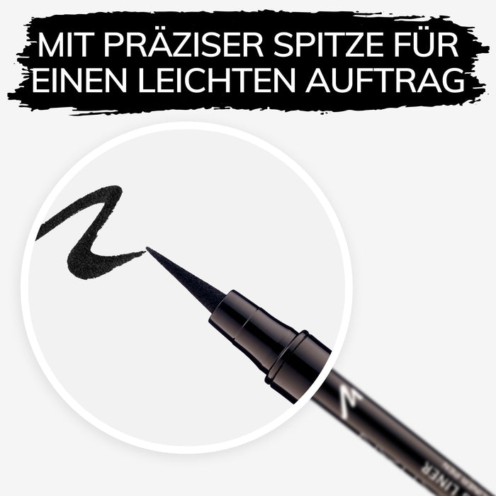 Manhattan Eyemazing Liner – czarny filcowy eyeliner do idealnego nakładania – kolor Black Lacque 1010N – 1 x 1,2 ml