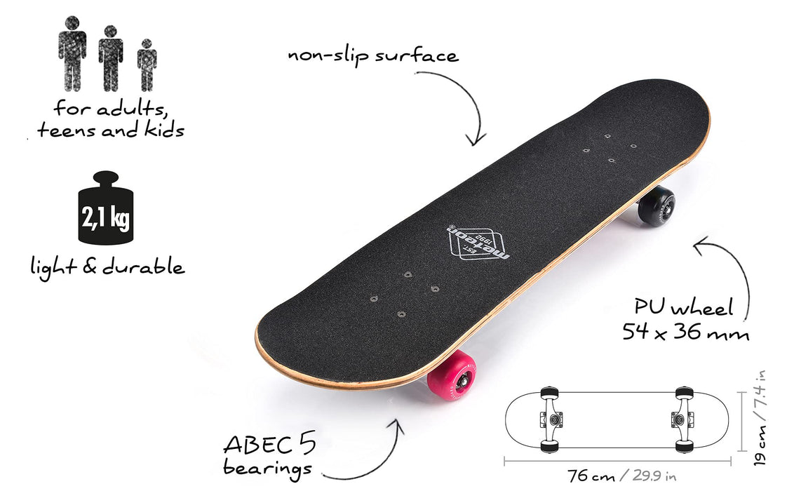 Deskorolka skate mini cruiser Klasyczna fiszka skateboard longboard do Nauki jazdy dla dzieci Deska dla początkujących Idealna na skatepark Drewniana retro lekka tania młodzież nastolatek
