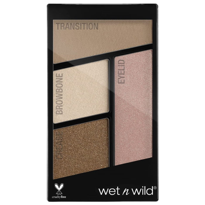 Wet n Wild - Color Icon Eyeshadow Quads - Palette Ombretti Piccola Makeup, con Mix di Finish Shimmer e Matte - Tenuta Estrema, Facile da Sfumare - Vegan - Walking On Eggshells