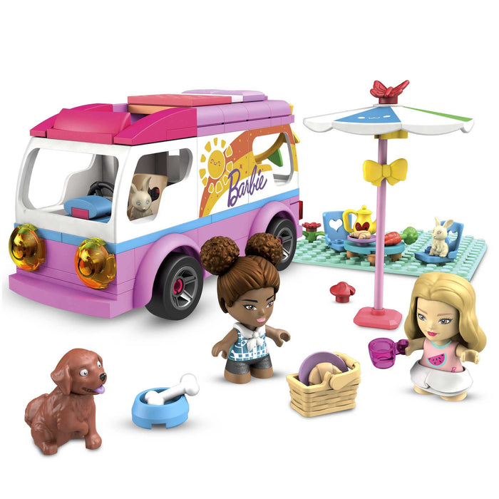Mega Construx GWR35 - Barbie Przygoda Camper marzeń, zestaw do budowania z 123 klocków, wiek 5+
