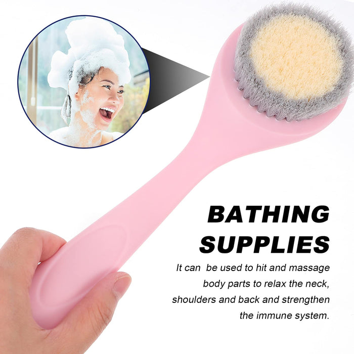 HEALLILY Do Kąpieli Szczotka Do Ciała Z Miękkie Włosie Długa Rączka Prysznicowa Szczotka Do Powrót Scrubber Delikatny Peeling Dla Mokro I Sucho Szczotkowania (Różowy)