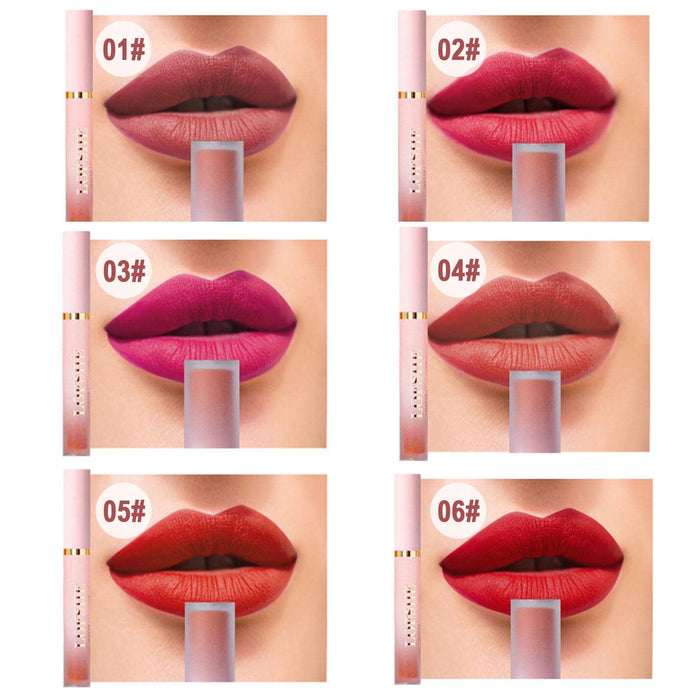 HJKJ Zestaw pomadek do ust, 6 kolorów, długo utrzymujący się zestaw błyszczyków do ust – wodoodporny makijaż ust, nawilżający, nieprzywierający zestaw do ust, zestaw upominkowy dla kobiet