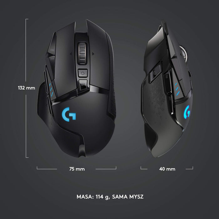 Logitech G502 Lightspeed Wireless Gaming Mouse, Bezprzewodowa Mysz Do Gier Lightspeed, Pc/Mac - Czarny ,910-005567