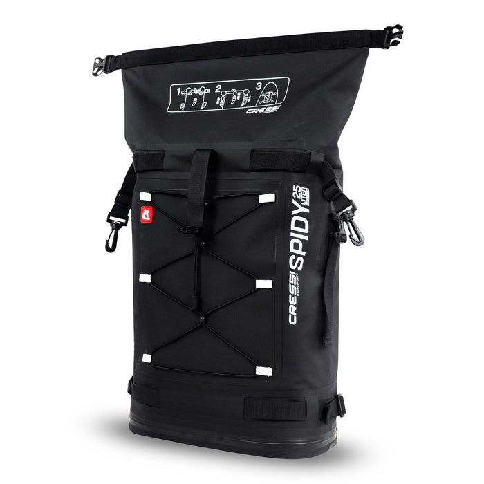 Cressi Unisex-Adult Spidy Dry Deckpack Black 25 L Wodoodporny plecak do mocowania na d-ringach desek SUP Cressi Hydrosports ,Czarny ,25 L