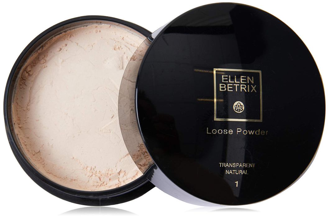 Ellen Betrix Loose Powder przezroczysty naturalny 1, przezroczysty puder utrwalający do matowego wykończenia, z praktycznym frędzlem w pudrze i sprytnym dozownikiem, 15 g