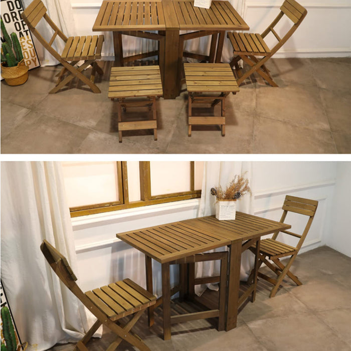 Składany stół tarasowy, wielofunkcyjny składany stolik pomocniczy, drewniany składany stolik pomocniczy, konstrukcja nośna z litego drewna, łatwy do złożenia, bardzo odpowiedni na podwórko/przednim ganku/balkon/tarasu.