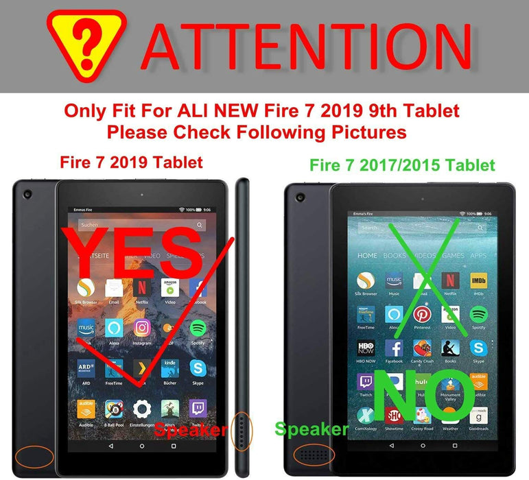 Kompatybilny z zupełnie nowym etui na tablet Amazon Kindle Fire 7 (9. generacja, wydanie 2019), wiosenne jasne tulipany Easter Eggs na ultra cienkim lekkim potrójnym pokrowcu na stojak z automatyczny