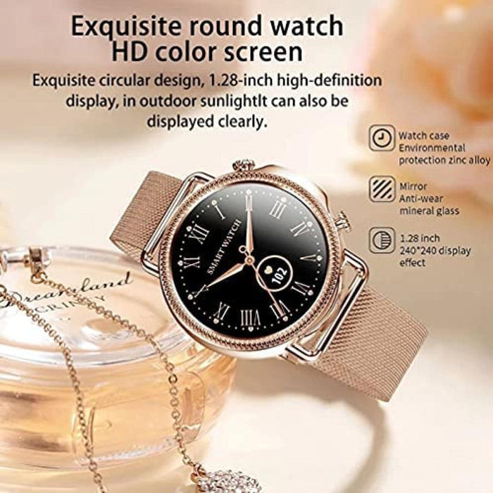 Inteligentny zegarek damski modny inteligentny zegarek z ciśnieniem krwi, gazem krwi, temperaturą ciała, pulsometrem, zegarek krokomierz F, F