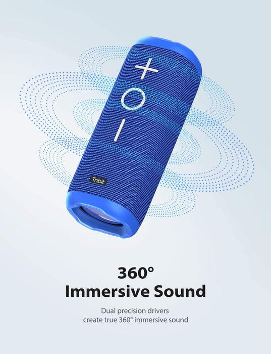 Tribit StormBox głośnik Bluetooth, 24 W, przenośny głośnik z dźwiękiem przestrzennym 360°, rozszerzony XBass, podwójny głośnik stereo, wodoszczelność IPX7, 20 h odtwarzanie (niebieski)
