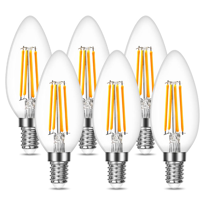 Lepro Żarówka LED E14, 4,5 W, E14 LED, E14 LED, ciepła biel, 6 sztuk, 470 lumenów, klasyczna lampa w kształcie świecy, 2700 kelwinów ciepła biel, zastępuje 40 W, E14 Edison Vintage