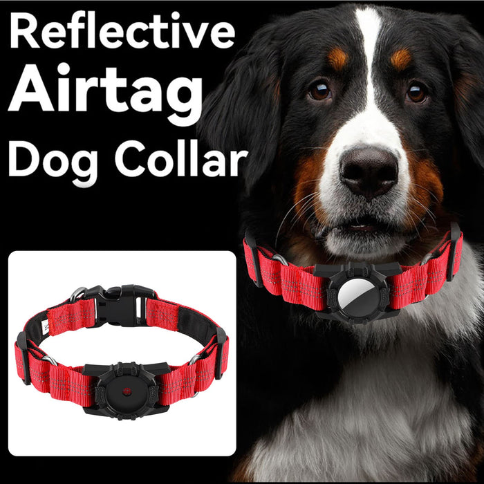 AirTag obroża dla psa, regulowana i odblaskowa obroża dla małych, średnich psów (czerwona)