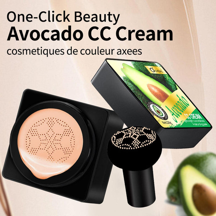 Mushroom Head Air Cushion CC Cream - Krem CC Awokado - Naturalny podkład z grzybami, nawilżający krem BB, długotrwały matowy korektor podkład do makijażu twarzy B/a