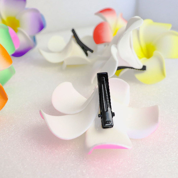 Piankowe spinki do włosów, Runaup Hawajska sztuczna plumeria pianka kwiat spinka do włosów na wesele plażę akcesoria do nakrycia głowy