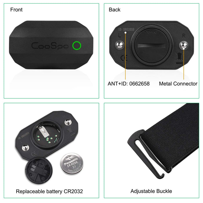 COOSPO Bluetooth czujnik tętna, pas piersiowy ANT+ pulsometr, wodoszczelny czujnik HRM, kompatybilny z Zwift, Wahoo, Rouvy, Strava, Polar Beat