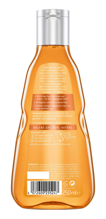Guhl Szampon intensywnie wzmacniający – wzmacnia delikatne, mocne włosy – nadaje 80% więcej objętości dzięki ekstraktowi z piwa, 250 ml