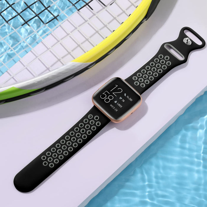 Dirrelo Pasek kompatybilny z Fitbit Versa 2 / Fitbit Versa/Versa 2, dwukolorowy, miękki silikonowy pasek, sportowy, oddychający pasek zastępczy do Fitbit Versa Lite/Versa/Versa 2, rozmiar S, rozmiar L