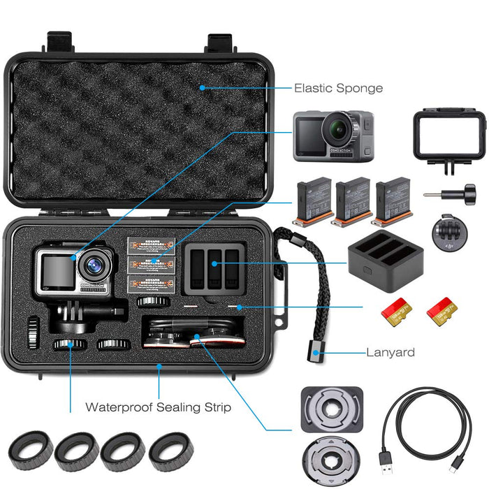 Lekufee Mini Wodoodporny Futerał na Aparat Cyfrowy DJI Osmo Action Cam i Inne Akcesoria