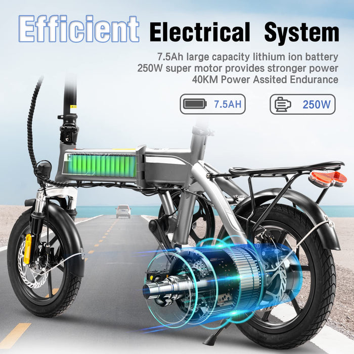 HITWAY Rower elektryczny, E Bike Rowery miejskie Rower składany Rower wykonany z aluminium lotniczego, akumulator 7,5 Ah, silnik 250 W, zasięg do 45 km BK3-HW