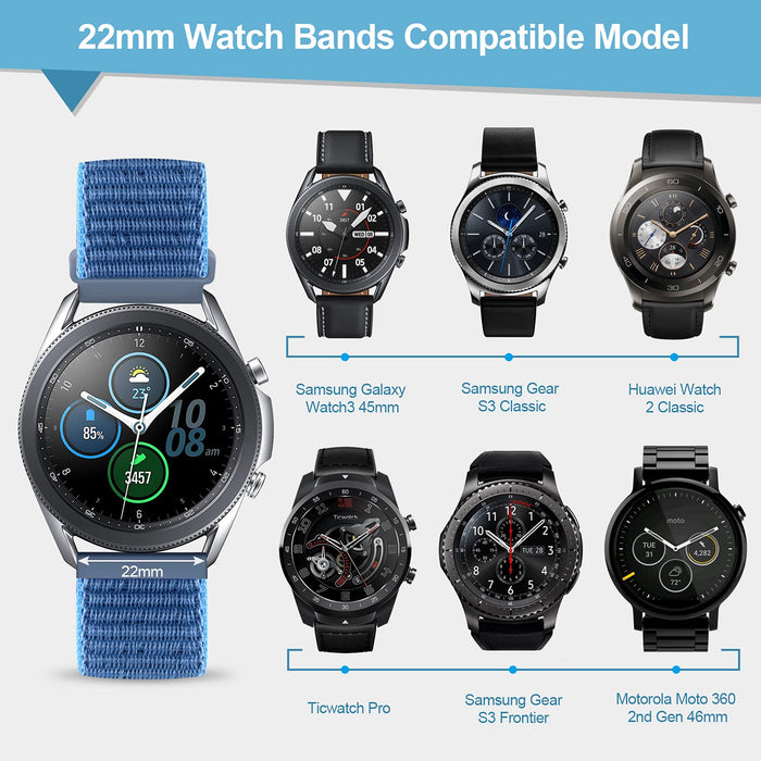 KIBDSNG Bransoletka kompatybilna z Samsung Galaxy Watch 3 45 mm/Galaxy Watch 46 mm, regulowany nylon, sportowy pasek do zegarka Huawei Watch GT/GT2 46 mm/Gear S3 Frontier