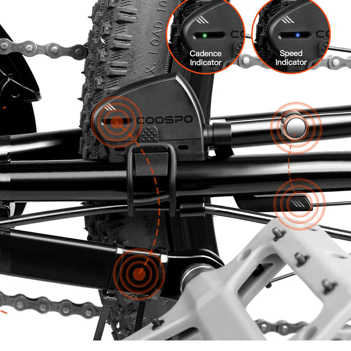 COOSPO Rowerowy czujnik prędkości i czujnik częstotliwości pedałowania Bluetooth & ANT+ 2 w 1, komputer rowerowy Cadence Speed Sensor IP67, wodoszczelny bezprzewodowy czujnik prędkości obrotowej roweru