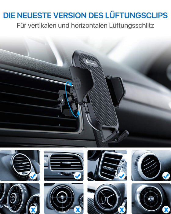 Andobil Uchwyt samochodowy na telefon komórkowy, montowany na otworze wentylacji lub na przyssawki, 3 w 1, uniwersalny uchwyt na smartfon do iPhone 11, 11 Pro, Samsung Galaxy Note 10/S10, Huawei, Xiaomi, LG i inne