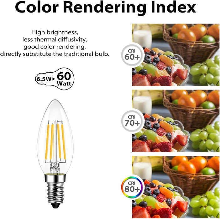 LVWIT Żarówka LED E14, E14, żarówka Retrofit Classic, 6 W, 806 lumenów, zastępuje 60 W, 2700 K, ciepła biel, filament lampy, szkło, nieściemnialne, 3 lata gwarancji (opakowanie 6 szt.)
