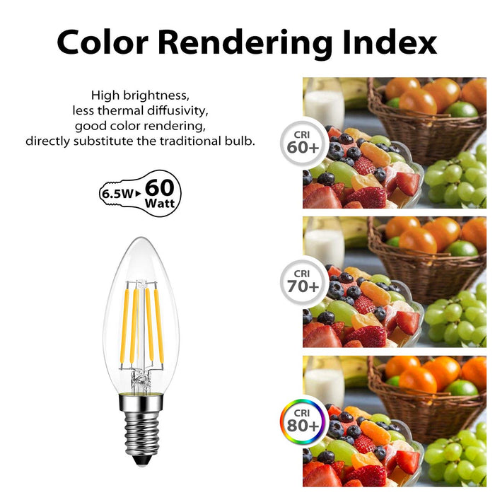 LVWIT Żarówka LED E14, E14, żarówka Retrofit Classic, 6 W, 806 lumenów, zastępuje 60 W, 2700 K, ciepła biel, filament lampy, szkło, nieściemnialne, 3 lata gwarancji (opakowanie 6 szt.)