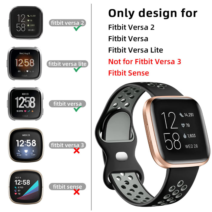 Dirrelo Pasek kompatybilny z Fitbit Versa 2 / Fitbit Versa/Versa 2, dwukolorowy, miękki silikonowy pasek, sportowy, oddychający pasek zastępczy do Fitbit Versa Lite/Versa/Versa 2, rozmiar S, rozmiar L