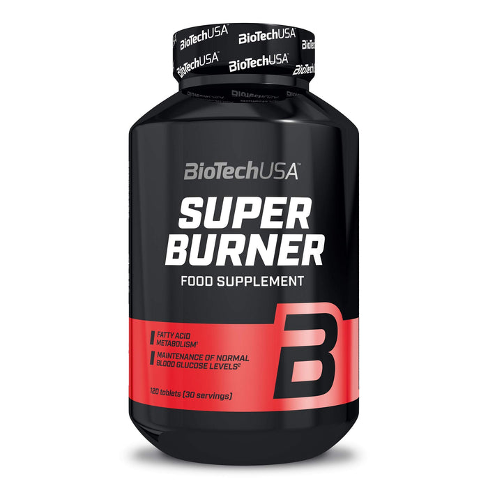 BioTechUSA Super Burner Bezkofeinowy suplement diety w postaci tabletek z L-karnityną, CLA, HCA, wyciągiem z zielonej herbaty, inuliną, aminokwasami, 120 tabletek