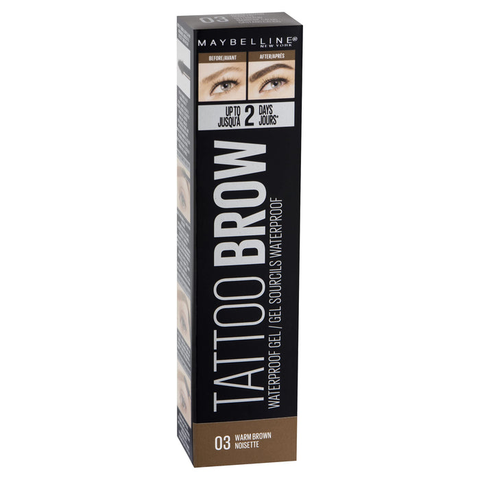 Maybelline New York Tattoo Brow Waterproof Gel żel stylizujący do brwi długotrwały i wodoodporny, 03 Warm Brown, 5 ml