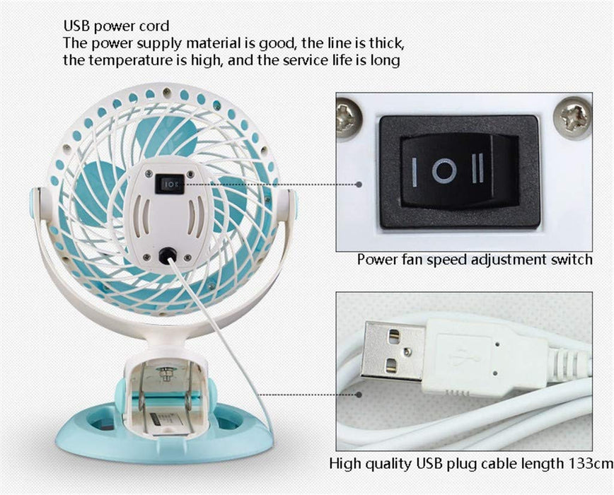 Wentylator Z Klipsem, Przenośny Wentylator Stołowy Interfejsu Ubs Odpowiedni Do Domu, Łóżka, Biura I Biurka Mały Wentylator Elektryczny 138 Cm Drutu Agd (Rozmiar: 29 * 14 Cm)