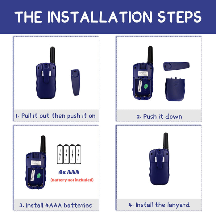 Retevis RT388 Walkie Talkie dla dzieci, zabawki dla 3-12-letnich chłopców i dziewcząt, latarka VOX 8 kanałów, prezent urodzinowy dla dzieci, Walkie Talkie do chowanego w chowanego, kemping, piesze wycieczki (granatowy, 1 para)