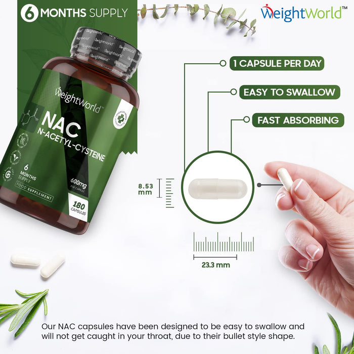 WeightWorld N-Acetyl- Cysteine (NAC) 600mg 180 Capsules