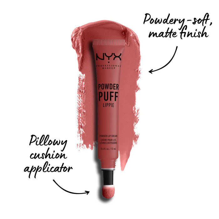 NYX Professional Makeup Powder Buff Lippie Powder Lip Cream kremowa pomadka do ust w płynie z aplikatorem w kształcie poduszki, 08 Best Buds, 12 ml