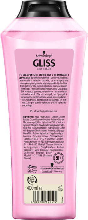 Schwarzkopf Gliss Liquid Silk szampon do włosów matowych i łamliwych 400ml