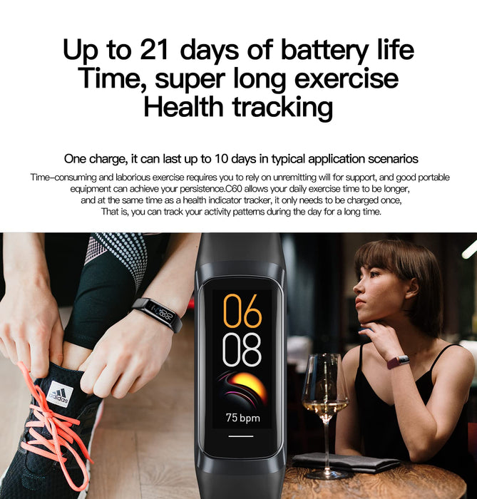 Różne funkcje, tracker fitness, kompatybilny z systemem Android i iOS, GPS Smartwatch, wykrywanie zawartości tlenu we krwi, szary C60