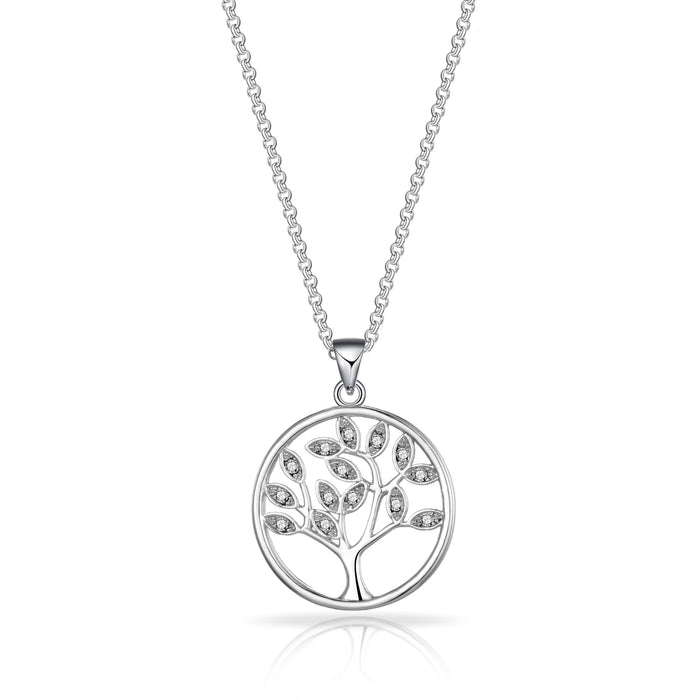 Philip Jones Srebrny naszyjnik z drzewem życia stworzony z austriackimi kryształami