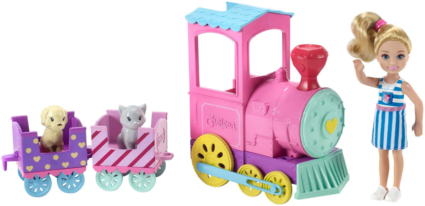 Barbie FRL86 rodzinny pociąg Chelsea Choo z lalką, kolorowe, akcesoria do zabawy, wiele