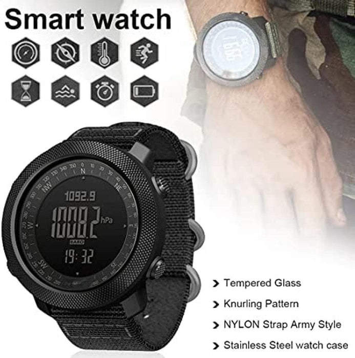 Smart Watch męski inteligentny zegarek na zewnątrz wodoodporny zegarek krokomierz wysokościomierz barometr kompas świecący cyfrowy wyświetlacz zegarek sportowy H, H