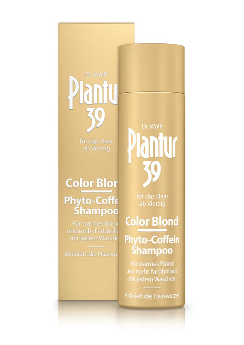 Plantur 39 Color Blond szampon fito-kofeinowy – odświeżający kolor szampon do włosów dla kobiet aktywujący cebulki włosów – do włosów rozjaśnianych i blond – 1 x 250 ml