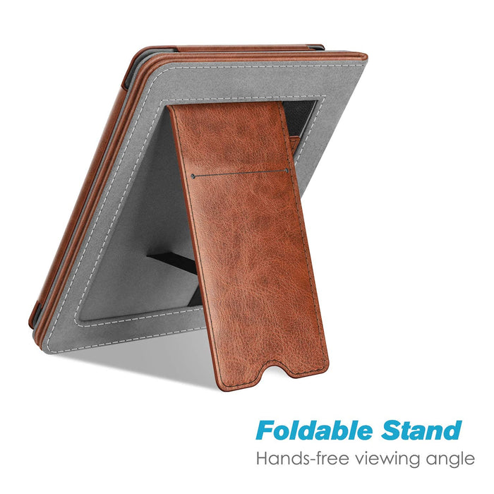 Fintie Etui kompatybilne z Kindle Paperwhite (10. generacji – 2018 / wszystkie generacje) – etui ochronne z przegródką na karty, szlufką na rękę i funkcją automatycznego uśpienia/budzenia w stylu vintage brązowe