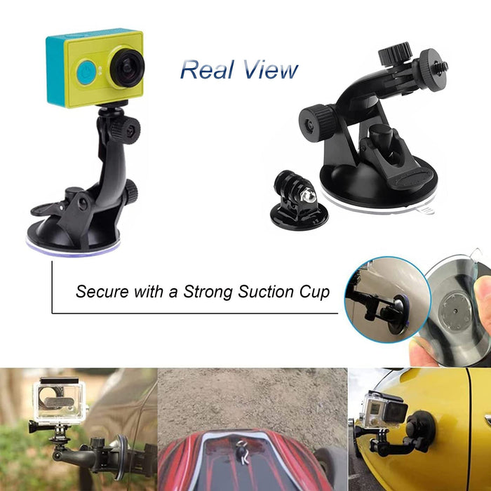 TEKCAM Akcesoria do kamer sportowych, wysuwany uchwyt do selfie i uchwyt na kubek suctin kompatybilny z kamerą sportową Gopro 10 9 8 7/AKASO EK7000 Pro V50X/Dragon Touch/APEXCAM 4K